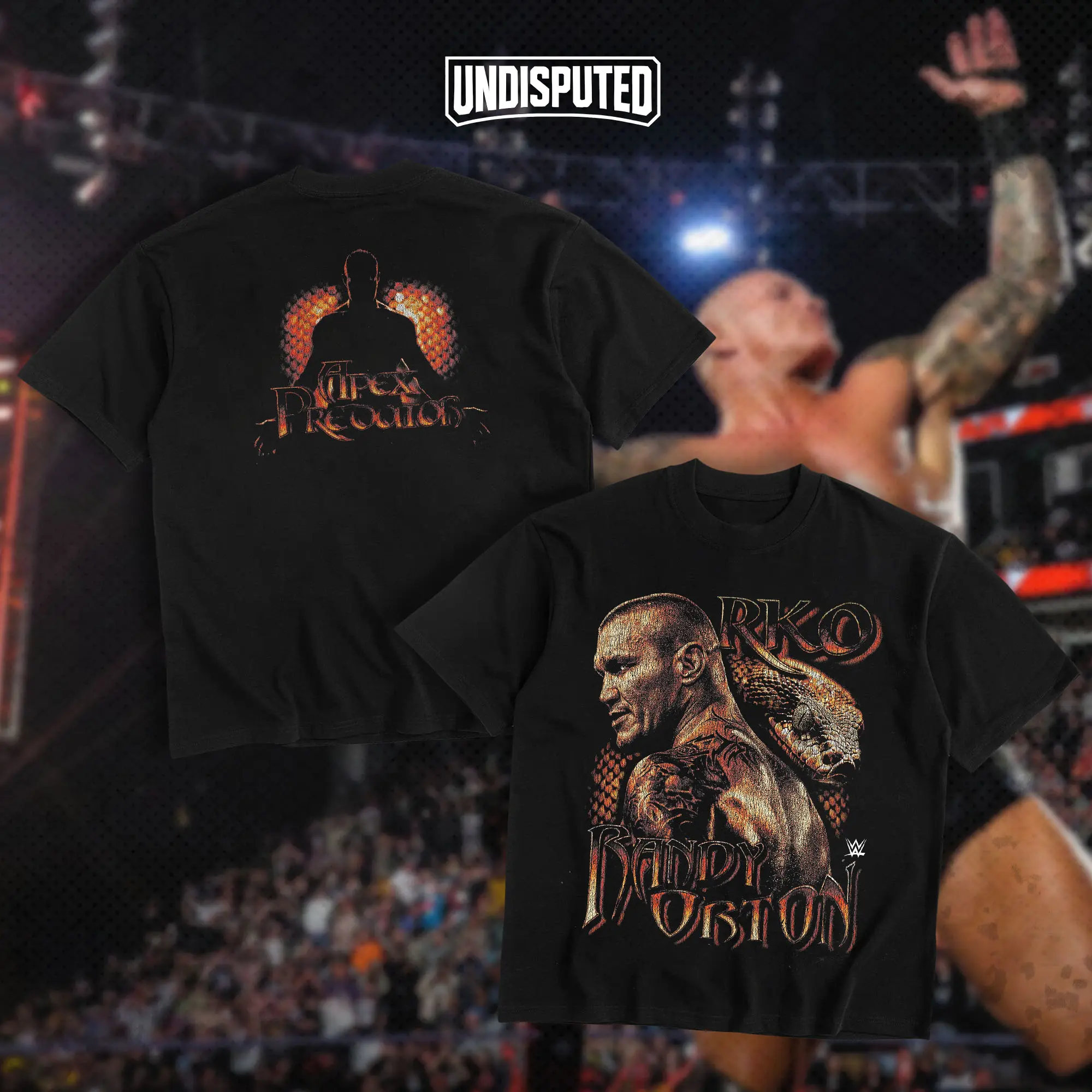 UNDISPUTED Randy Orton Apex Predator Heavy Cotton Shirt RKO Tshirt WWE Shirt Wrestling Fan Apparel Menswear Direct-to-garment Breathable Printing