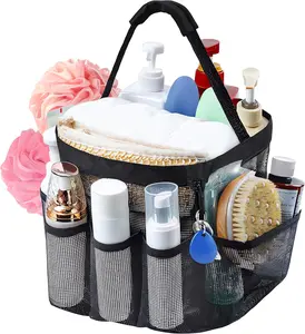 Mesh Shower Caddy - 8-Pocket Large Capacity Portable Toiletry Tote Bag Basket, Quick Dry Hanging Bathroom Organizer for College Dorm, Gym, Travel