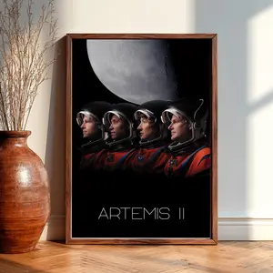 Outer Space Artemis II Astronaut Celebration Poster – Space Exploration Wall Art, Moon Mission Print, NASA Inspired Cosmic Decor, Modern Sci-Fi Room Poster, Home Décor, Gift for Space Lover