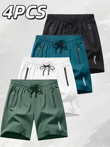 Three-Piece Ice Silk Quick-Dry Gym Shorts, Breathable Versatile Gym Wear, Comfortable Athletic Underwear for Men & Women, Breathable Sports Shorts