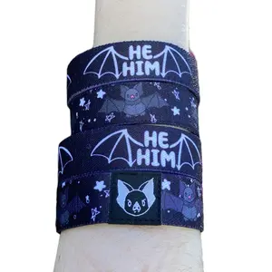 He/Him Pronouns Bat Bracelet - Double-Sided Elastic Wristband (only one included)