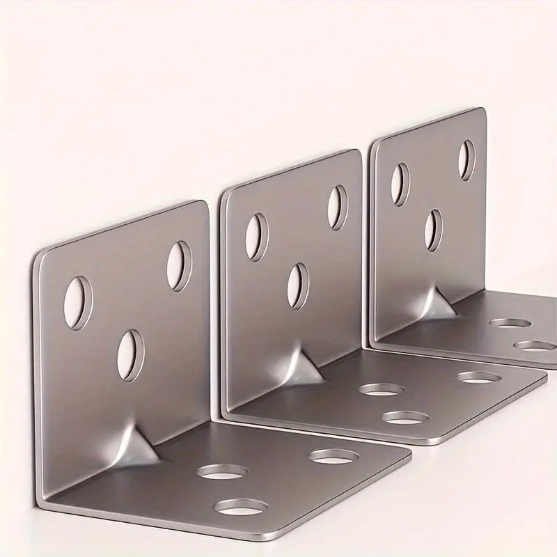 L-shaped stainless steel sturdy heavy duty brackets, Heavy Duty Fastening, 90-degree angle fixing plates, furniture connectors, support brackets for shelves and cabinet hinges, with screws for wall fixing