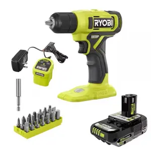 ONE+ 18V Cordless 3/8 in. Drill/Driver Kit with (1) 2.0 Ah Battery, Charger & 28-Piece Screwdriving Driving Bit Set