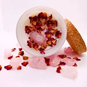 Rose Petal, Rose Quartz, W/ White Petal Cashmere Scent. 7oz  Decor Freshener Decoration Crystals