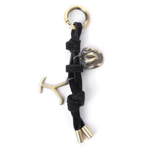 Myra Yellowstone Lariat Loop Leather Key Fob in Midnight Onyx