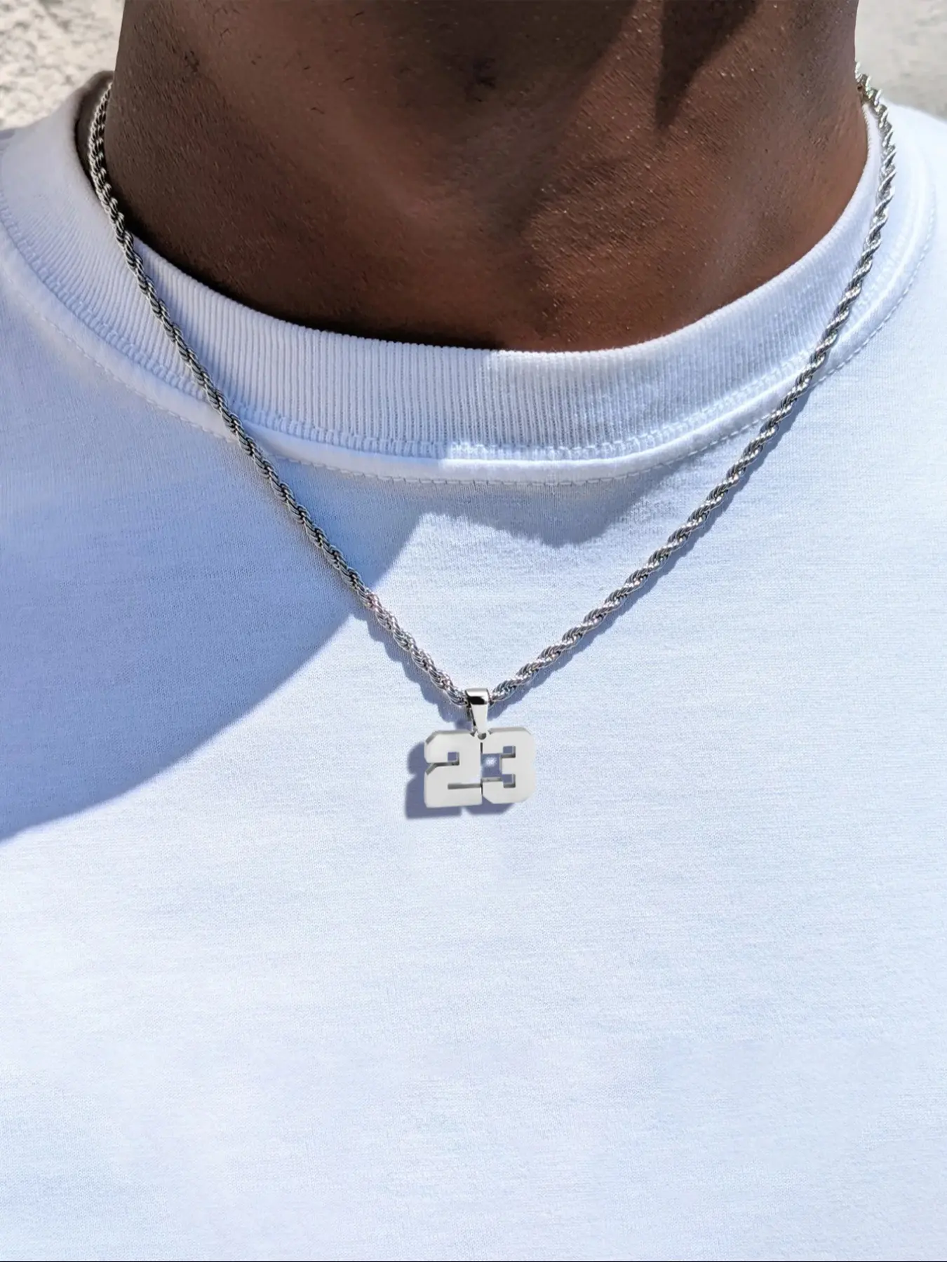Creative Single Layer Stainless Steel Twisted Chain Number 0-49 Pendant Necklace, Casual Daily Wear Jewelry Accessory for Couples, Fashion Necklace
