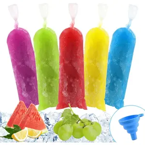 Ice Lolly Bags Disposable, Ice Cream Mold Bags with  Funnel. 3 x 12 inches Plastic Ice Candy Bags for Making Bolis/Ice  Yogurt Candy (Clear - 120 count)