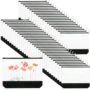 5 Pieces Canvas Sublimation Blanks Makeup Bags