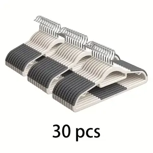 30/20/10pcs Heavy-Duty Plastic Anti-Slip Clothes Hangers with 360° Rotating Hooks - Space-Saving Wardrobe Hangers with Non-Slip Shoulder Strips, Wet/Dry Use for Bedrooms, Bathrooms, Dorms, Outdoor - Durable Plastic Construction