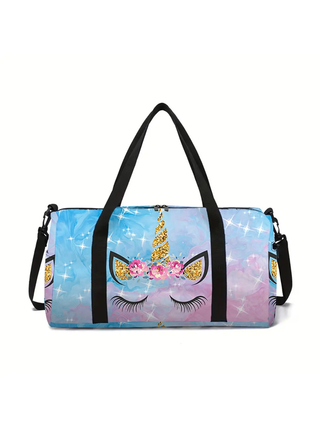 Cartoon animal pattern printed large capacity travel duffel bag, portable storage bag, Summer travel bag