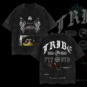 GameLife4U Retro SCORPION T-Shirt 100% Premium Cotton Oversized Washed Classic Fit Menswear Top Casual Graphic Soft Seamless Black Myth Apparel Tshirt