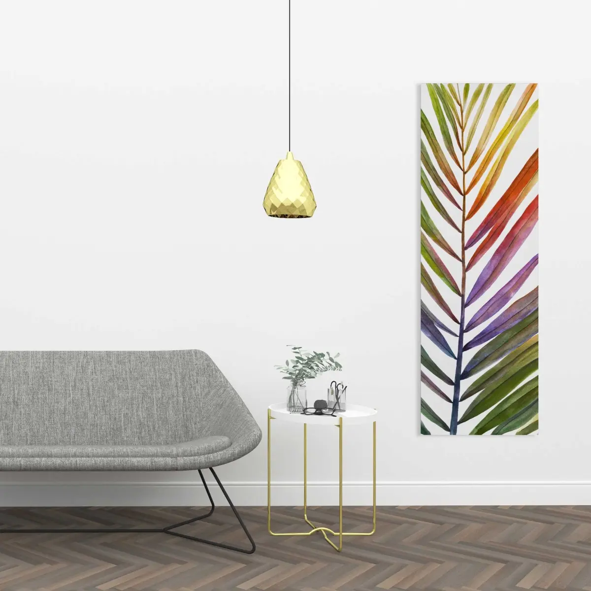 212 MAIN 16x48 in. Artistic Tropical Palm Leaf Watercolor Wall Art Print - Floral-Infused Nature Home Decor, Ideal Gift for Home Supplies Enthusiasts, Artwork Piece