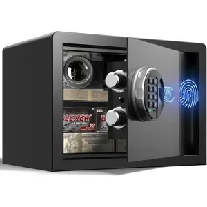 Biometric Safe - (0.80 cu. ft.) Fingerprint Lock Box with Silent Mode, Backlit Keypad and LED Light, Small Caja Fuerte with Anti-Rust and Anti-