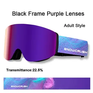 New Magnetic Ski Glasses Cylinder Double-Layer Anti-Fog Goggles Adult Large Spherical Ski Goggles Adult Myopia Glasses Suitable