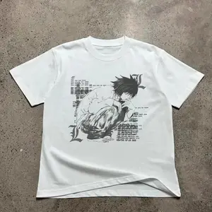 L - Death Note Inspired Anime T-Shirt Vintage Manga Graphic Tee Couple gift