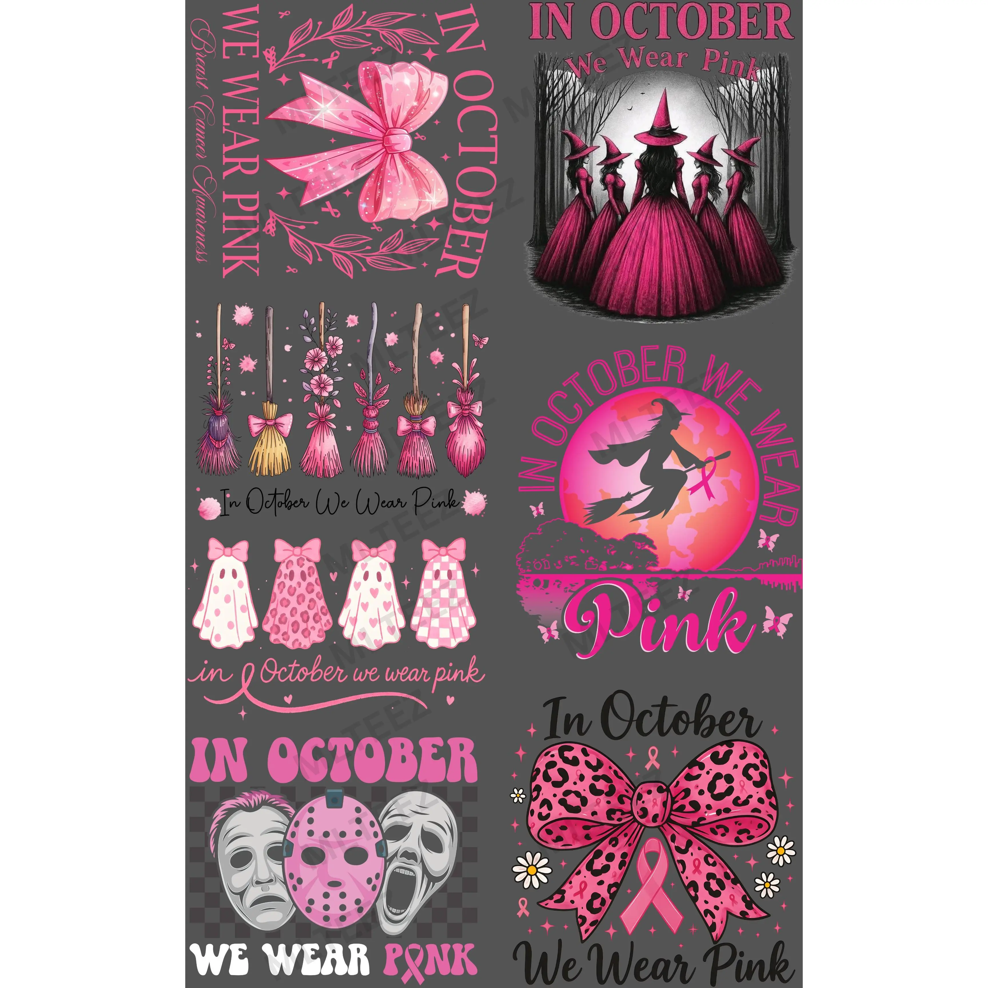 IN OCTOBER WE WEAR PINK (1) PREMADE GANGSHEET  - 22X36  DTF TRANSFERS - DIRECT TO FILM