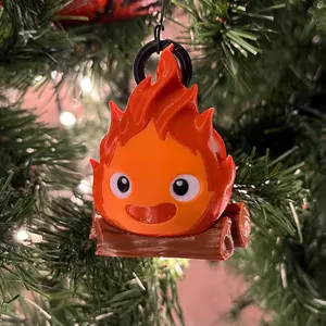 Chibi Fire Demon Christmas Tree Ornament - Cute Magical Fire Spirit Ornament Figure - HMC Inspired 3D Printed Bookish Seasonal Decor
