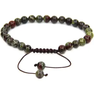 Natural A Grade Dragon Blood Jasper Gemstone 6mm Round Beads Adjustable Bracelet 7" Unisex