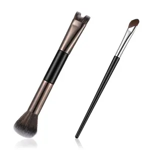 2PCS Nose Contour Brushes, 2-in-1 U-Shaped Brush and Fluffy Brushes, Small Angled Eye Shadow Brush Dual Head Nose Brushs Set Practical Makeup Tools for Highlight, Blush, Contouring, and Defining