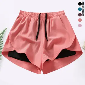 Women’s casual athletic shorts with built-in lining, drawstring, and elastic waistband — suitable for outdoor sports, fitness, running, and casual wear