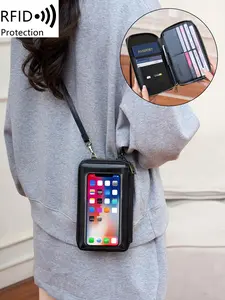 Ladies' small crossbody phone bag Phone Sling,with touchscreen design, adjustable shoulder strap, solid color, simple style, fashionable and practical design for daily use, ideal choice for convenient travel, essential for daily use and travel