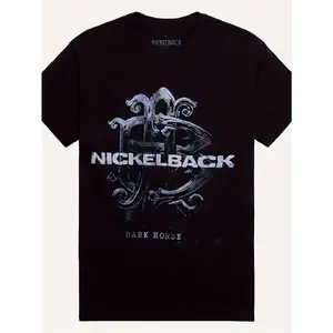 Nickelback Dark Horse Men's Cotton Graphic T-Shirt - Black Retro Design, Comfortable Round Neck Short Sleeve Tee for Casual Wear, 100% Cotton, Rock Band Merchandise