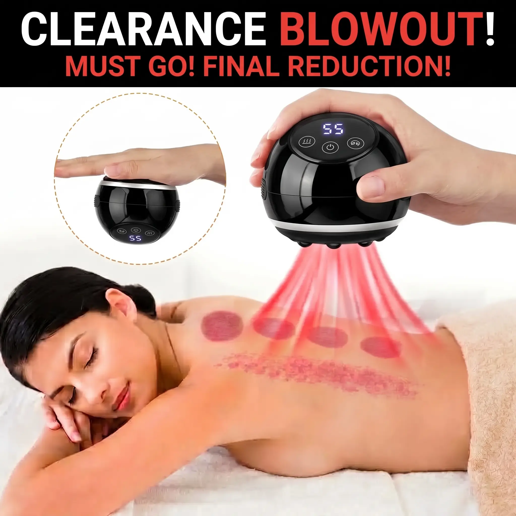 sohochic Electronic Cupping Muscle Massager Adjustable 5-Level Smart Cupping Machine for Home Spa - Promotes Healthy Circulation, Lymphatic Support, Shoulder & Low Back Pain Relief, Single Unit
