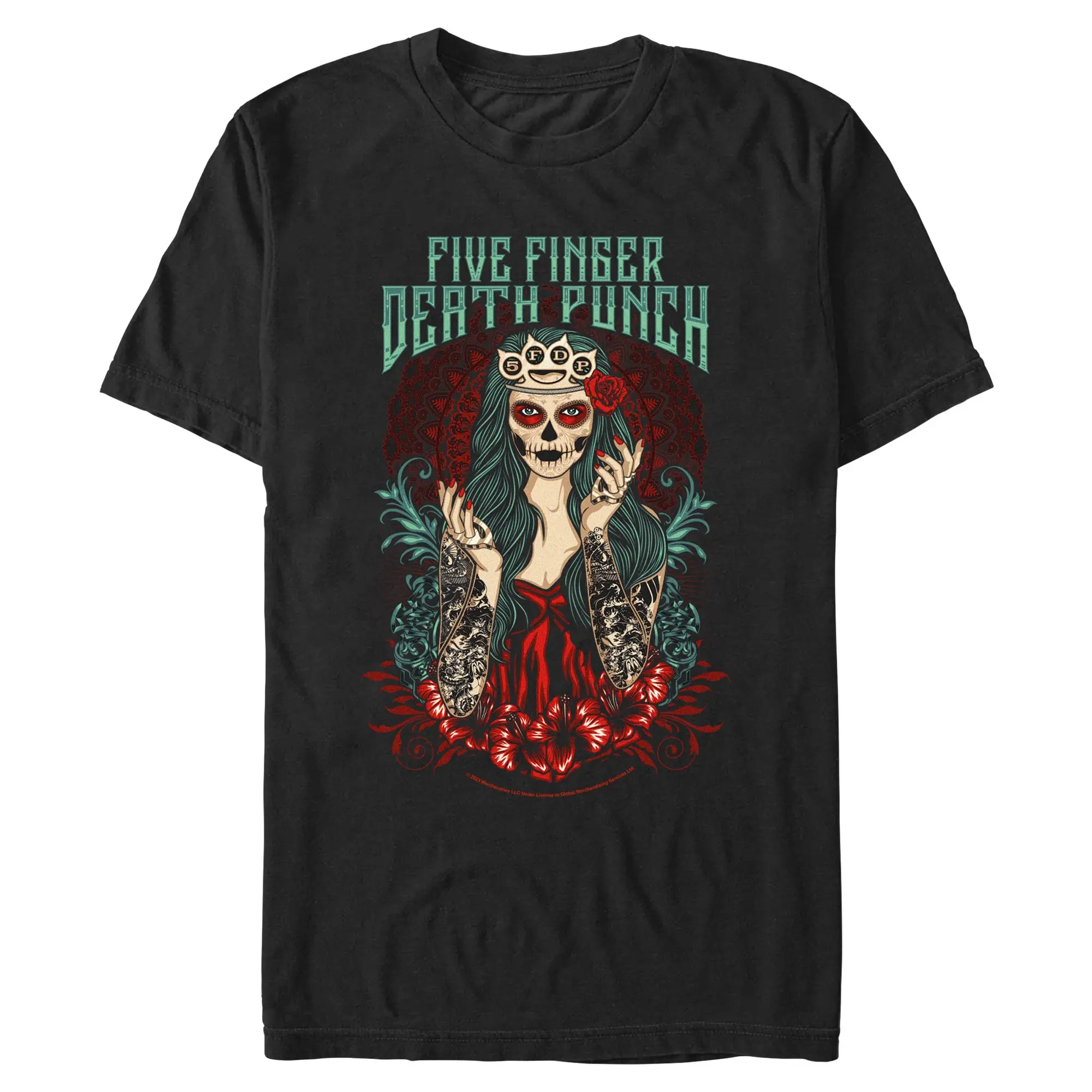 Mens 5 Finger Death Punch Lady Roses T Shirt