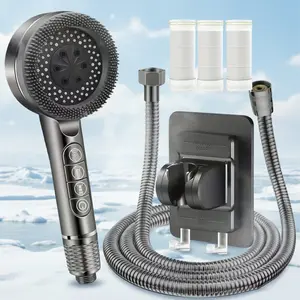 Four-Mode Piano Key Handheld Shower Head, High-Pressure, Replaceable Filter, Adjustable Spray, Soft Water Experience, Relief Hard Water, Handheld Showerhead Set, Filtered Shower Head For Hard Water, Adjustable Handheld Showers, Shower Water Equipment