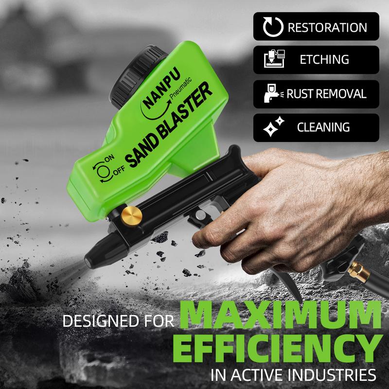 NANPU Air Sand Blaster Gun with Gravity Feed - Ceramic Nozzle, Metal Body | for Paint, Rust Removal, and Glass Etching | Versatile for Aluminum, Sand, Walnut Shells, and Soda Blasting Applications…