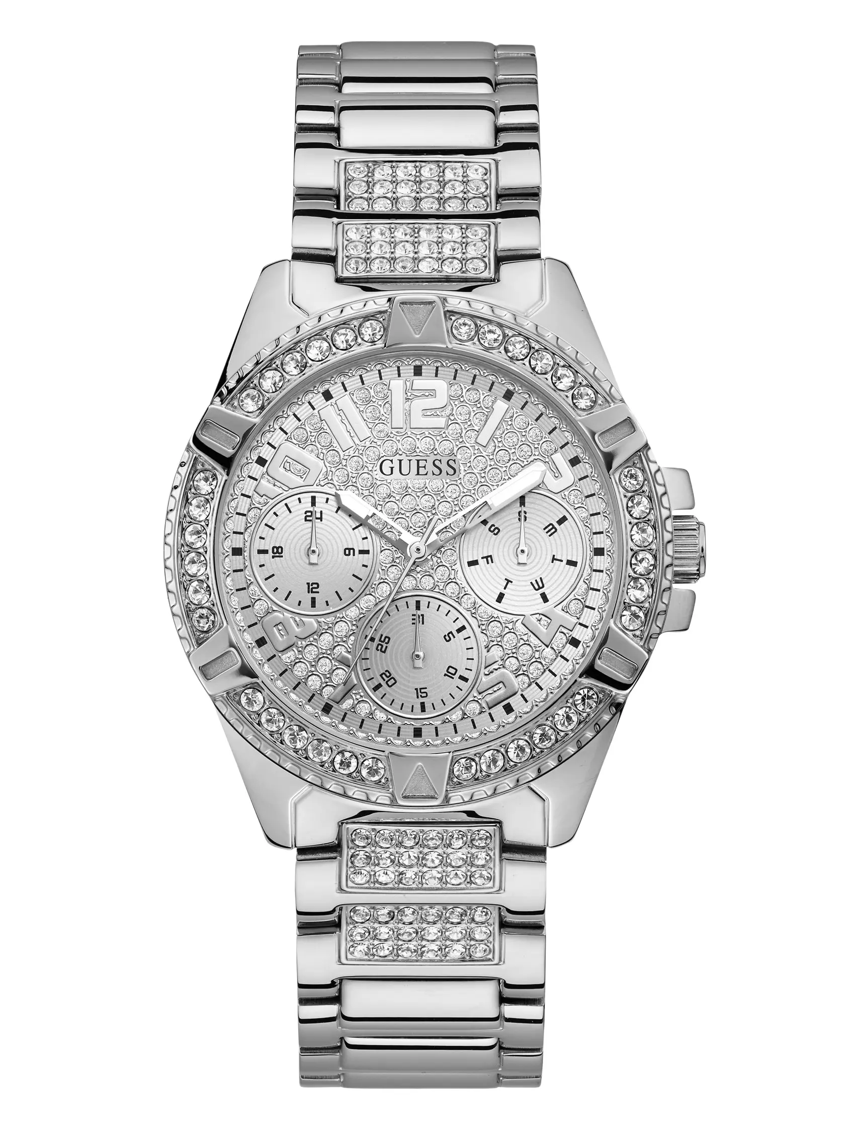 GUESS Female Rhinestone Silver-Tone Multifunction Watch  display picture 1