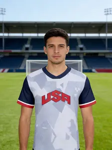 Fan Exclusive! Usa Team Limited Edition Training Jersey, Daily/field Wear, Sporty Style, Slim-Fitting, All Seasons, Geometric Pattern