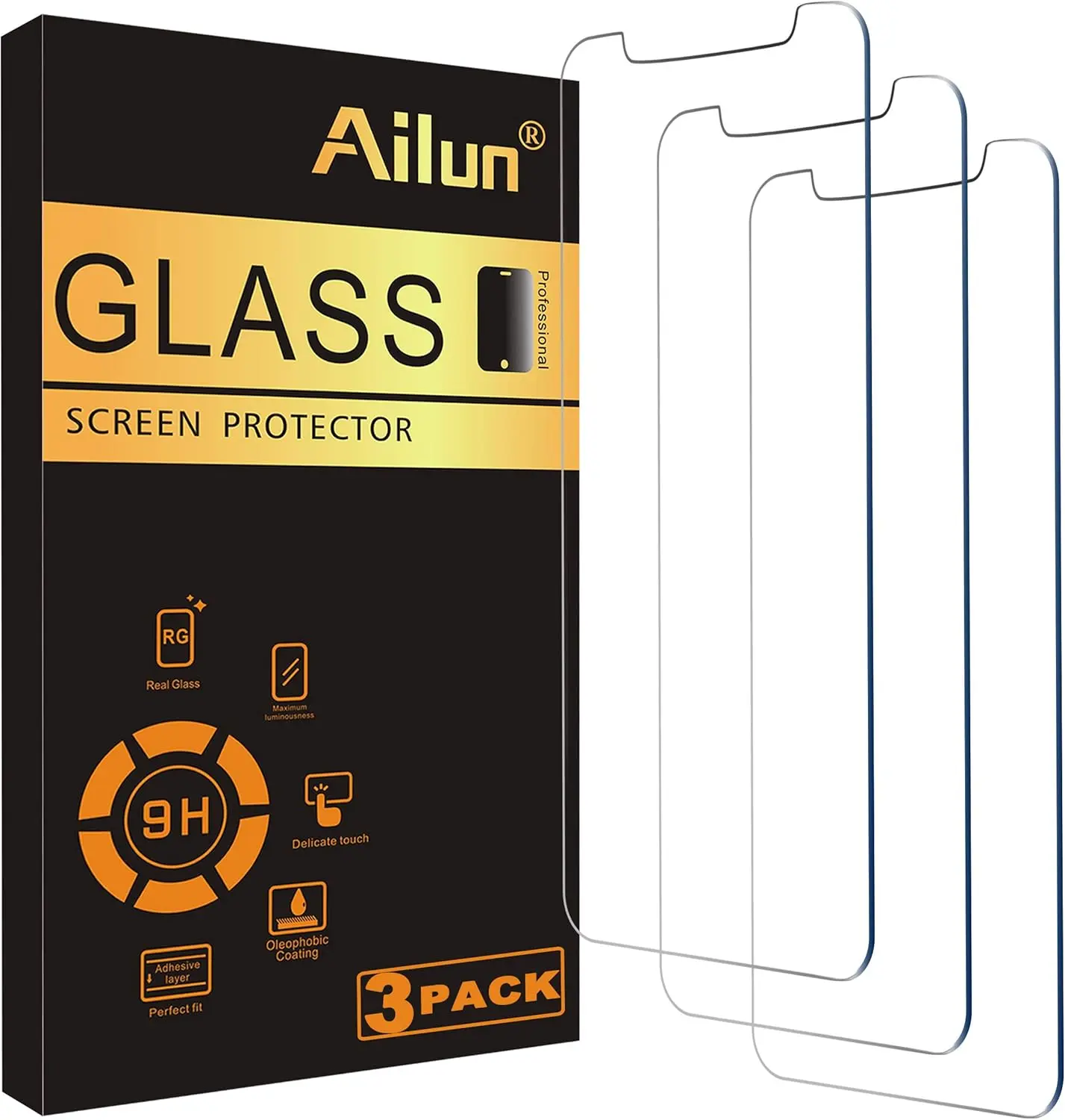 Ailun Tempered Glass Screen Protector, Case-Friendly HD Clear (3 Pack)