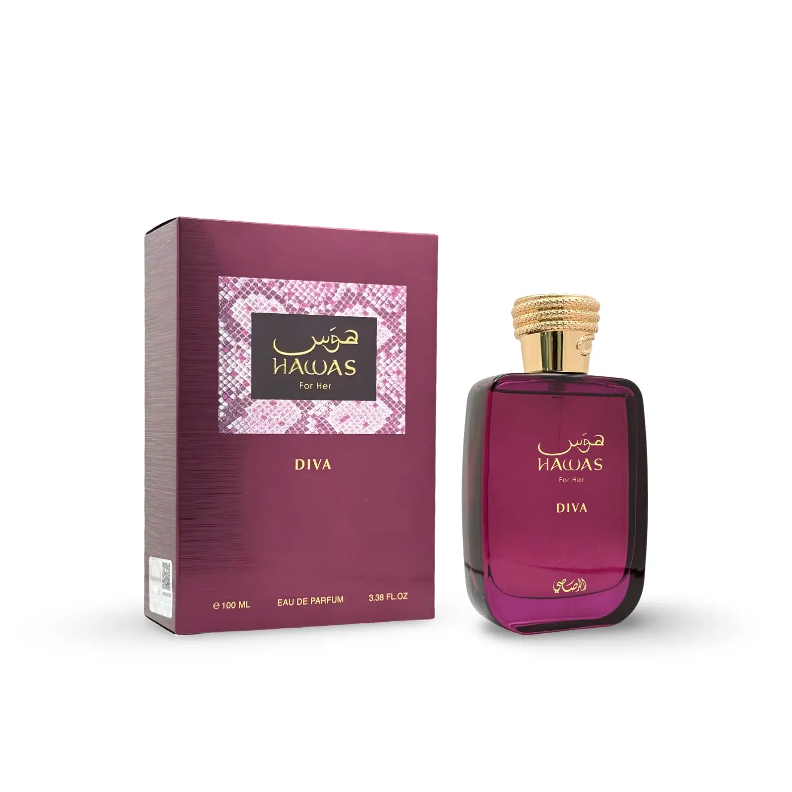 Hawas Diva Women's Long-Lasting Eau de Parfum Spray - Fruity, Floral, Amber, Musky Fragrance, 3.38 oz/100 ml (Unisex Fragrance Option)