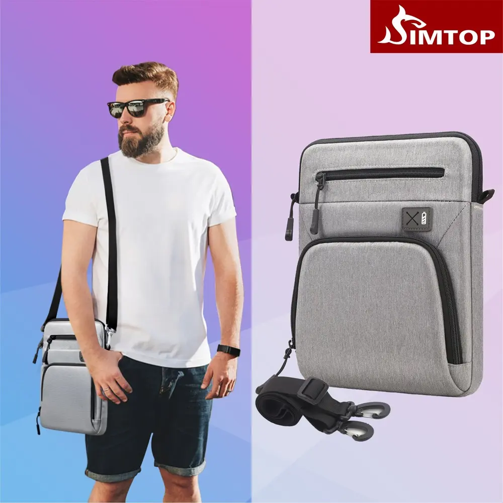 Tablet Bag 9-11 Inch, 360° Protective Carrying Case with Shoulder Strap,  Compatible with iPad 10th Gen 10.9, New iPad Air/Pro 11 Inch 2024, iPad Air 5/4th, iPad 9/8th 10.2, Travel & Business Case, Gray