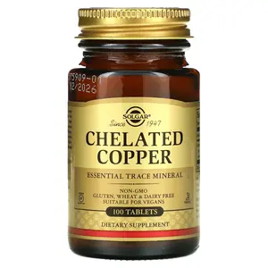 Solgar Chelated Copper, 100 Tablets (2.5 mg per Tablet) Solgar Chelated Copper, 100 Tablets (2.5 mg per Tablet)