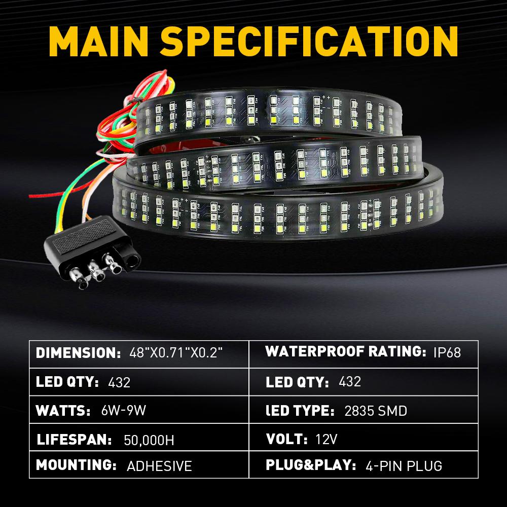 AUXITO 48"/60" LED Strip Tailgate Light Bar Reverse Brake Signal For Chevy Ford Dodge GMC Truck AUXITO 48"/60" LED Strip Tailgate Light Bar Reverse Brake Signal For Chevy Ford Dodge GMC Truck