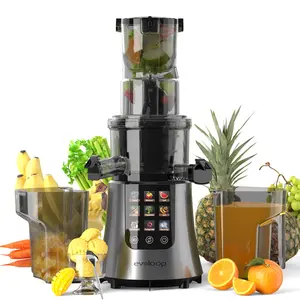 EVOLOOP  Cold Press Juicer Machines, 2-in-1 Masticating Juicer for Juice & Ice Cream, 200W Touchscreen Slow Juicer Extractor with 3.2" Feed Chute for Fruits and Vegetables, Easy to Clean with Brush