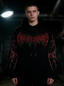 Men's Dark Metal Thorn Hoodie, Gothic Full Print Sweatshirt, Heavy Metal Style Personalized Outerwear, Fashionable and Unique Design, Graphic Hoodies