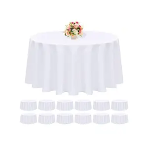 12 Pack Round Tablecloth 120 Inch - Polyester Table Cloth For Round Table, Premium Stain And Wrinkle Resistant Washable Fabric Table Cover For Wedding Party Banquet Restaurant Reception