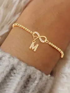 Women's Letter Initial Infinity Symbol Bracelet, Adjustable Chain Design, Vintage Style Jewelry for All Occasions, Personalized Jewelry, Letter Link Bracelet