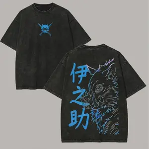 Demon Slayer Hashibira Inosuke Printed Unisex Washed T-Shirt