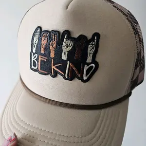 Be Kind Trucker Hat with Embroidered Sign Language Design for Comfortable Everyday Wear