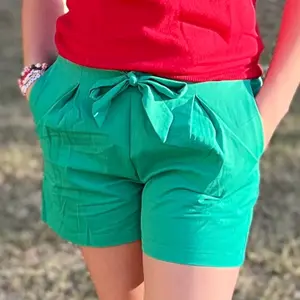 High Waist Tie Waist Pin-Tuck Shorts