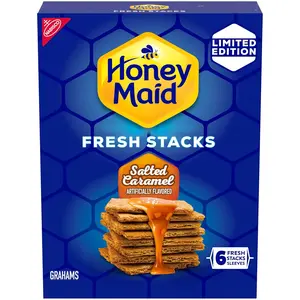HONEY MAID Fresh Stacks Salted Caramel Graham Crackers, Limited Edition, Travel Snacks, 12.2 oz (6 Multi Snack Packs)