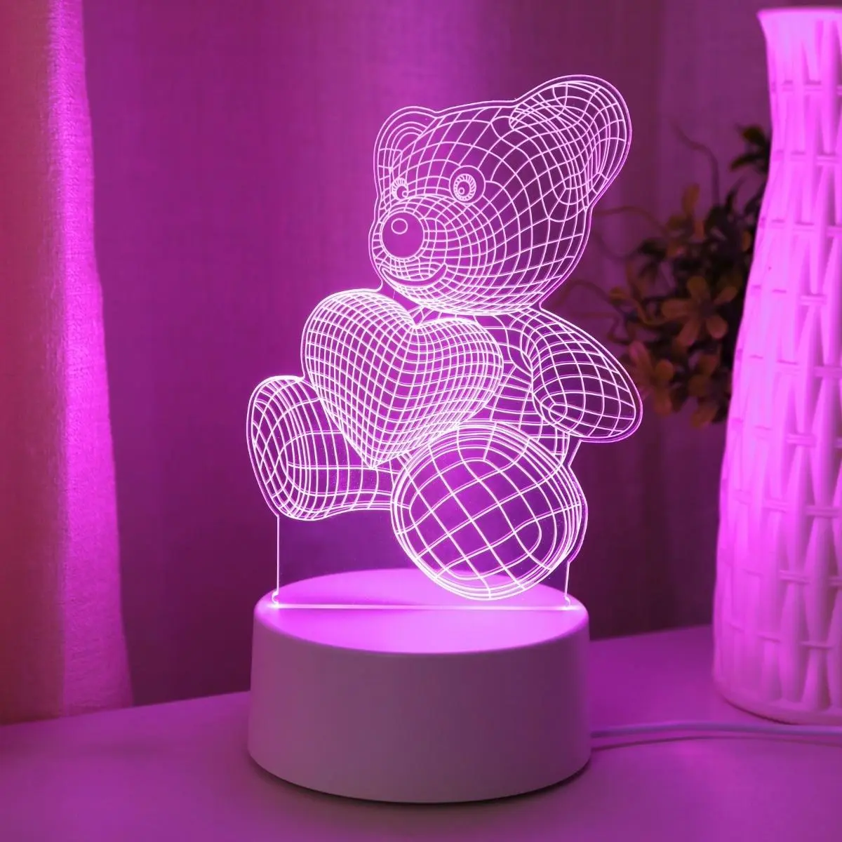 3D Cute Bear Design Night Light, USB Powered Creative LED Desk Lamp, Decorative Light for Home Bedroom Living Room, Atmosphere Light, Led Ambient Light, Interior Led Lights, Led Lighted, Decorative Lighting