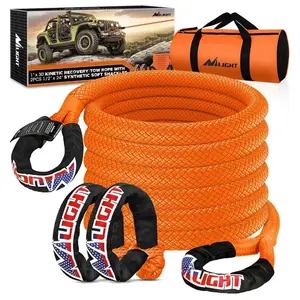 Nilight 7/8Inch x 20FT Kinetic Recovery Rope & 2PCS 1/2in x 24in Soft Shackle