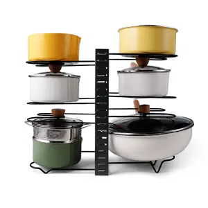 Adjustable Pot & Pan Organizer Rack – Kitchen Storage Rack for Pots, Lids, and Cookware