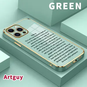 Luxury Electroplated Phone Case for iPhone 17 16 E Pro Max 15 Plus 14 13 12 11 Air Divine Shepherd Psalm Pattern Soft TPU Silicone Ultra Slim cellphone Cover