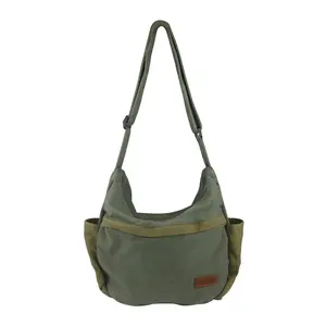 Large Canvas Crossbody Shoulder Bag for Women & Men – Unisex Hobo/Messenger Tote, Lightweight & Durable, Adjustable Strap, Zip-Top, Multi Pockets with Side Bottle Pocket, Fits Tablet/Notebook/Wallet, Casual Travel Work School Gym Everyday